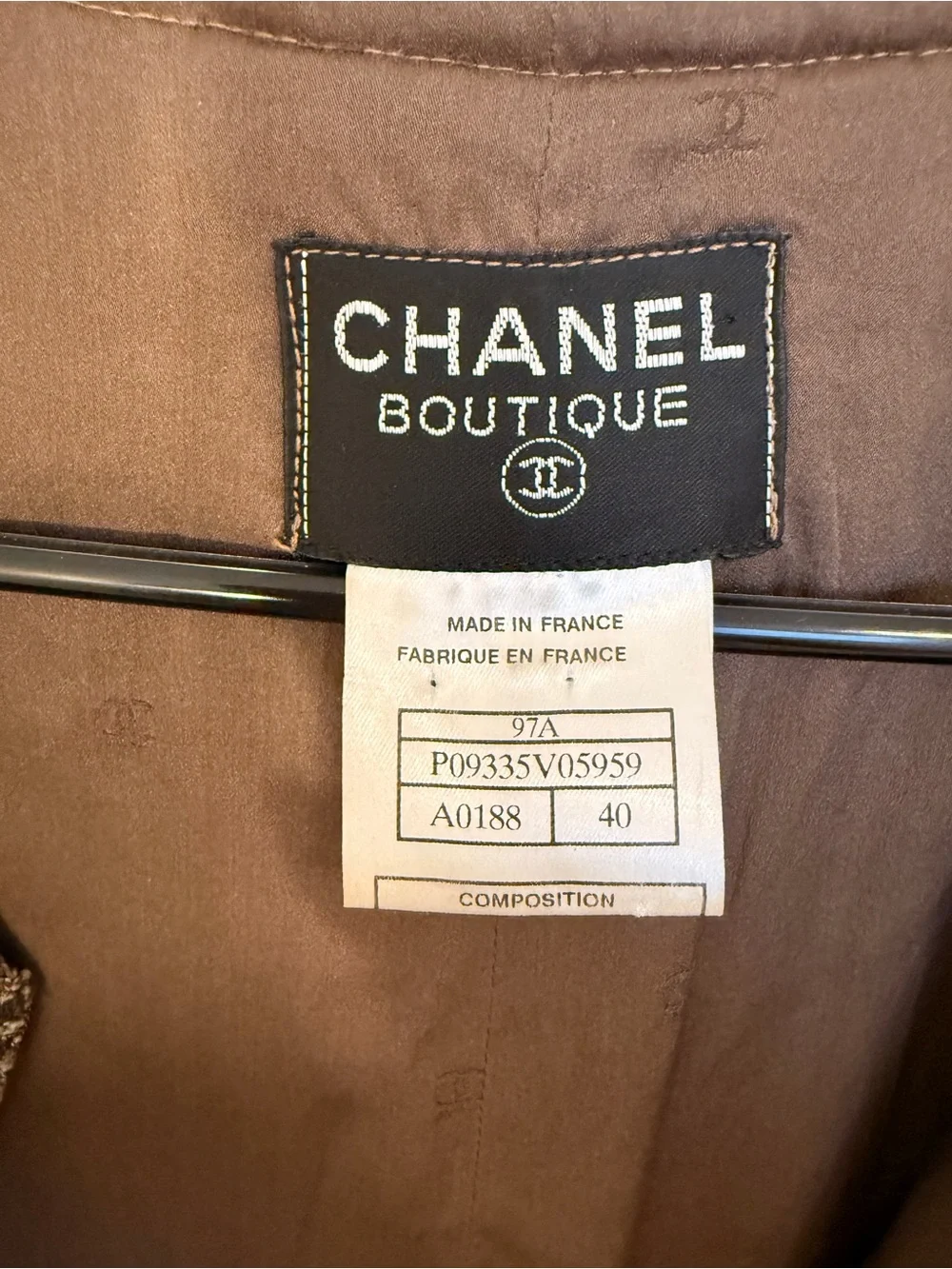 CHANEL Olive Brown Textured Knit Midi Dress